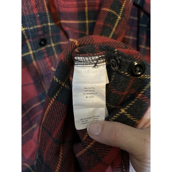 J.Crew Wallace & Barnes Red Plaid heavyweight flannel Midwest Dad Work shirt Med - Picture 5 of 7